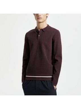 Theory Striped Long-Sleeve Polo